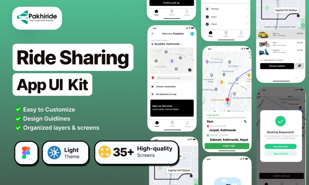 Pakhi Ride Sharing Mobile  App UI kit